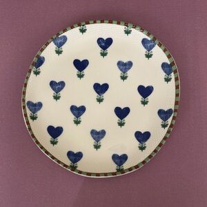 NWT Anthropologie Annie Stoneware Blue Heart Dessert Plate